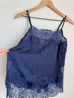 Navy Lace Satin Camisole
